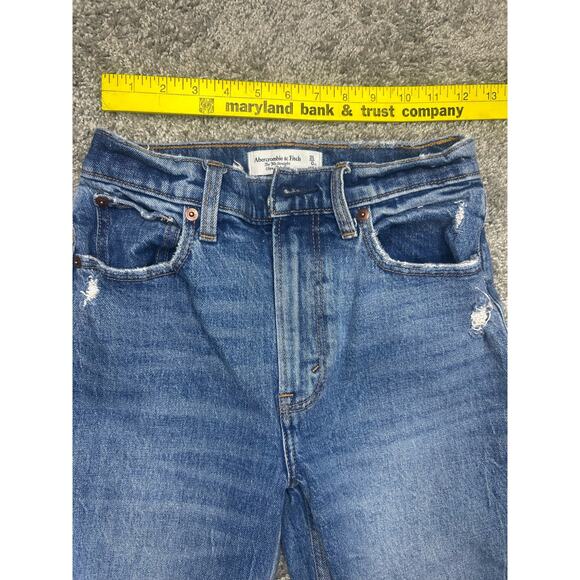 Abercrombie & Fitch Size 0 The 90s Straight Ultra High Rise Distressed - Picture 3 of 7
